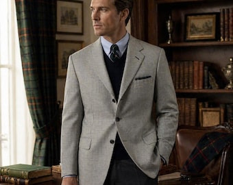 Chaqueta deportiva Oxxford Clothes para hombre, talla 44, negra, blanca, cachemir, estampado pata de gallo, hecha a mano, nueva con etiquetas.