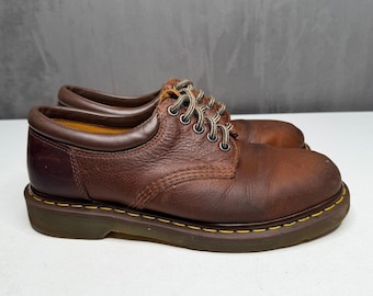 Dr. Martens Y2K Boston Oxford Shoes Mens 8 Womens 9 Brown Pebbled Leather Chunky