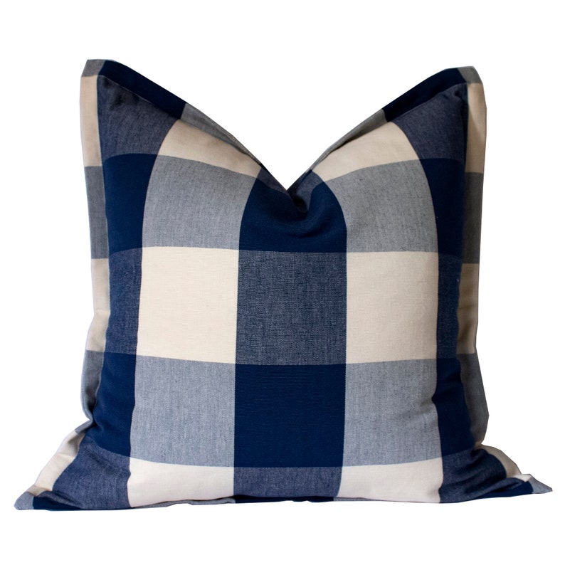 navy buffalo check pillow