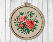 Vintage Roses 1 Cross Stitch Pattern, Garden Roses Cross Stitch Pattern, Roses X Stitch Pattern, Berlin Woolwork, Embroidery Flowers