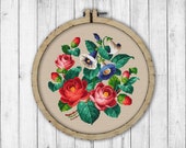 Vintage Morning Glory and Roses Cross Stitch Pattern, Embroidery Flowers, Morning Glory Cross Stitch Pattern, Roses Cross Stitch Pattern