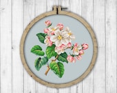 Vintage Apple Blossom Cross Stitch Pattern, Blooming Apple Branch Cross Stitch Pattern, Embroidery Blooming Tree, Victorian Embroidery