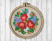 Vintage Bouquet 5 Cross Stitch Pattern, Roses Cross Stitch Pattern, Berlin Woolwork, Flowers, Lilac Bouquet, Modern Embroidery Flowers