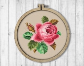 Vintage Rose Cross Stitch Pattern, Flower Cross Stitch Pattern, Embroidery Rose, Victorian Embroidery, Modern Embroidery Flowers, Wall Decor
