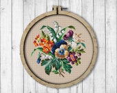 Vintage Pansies 1 Cross Stitch Pattern, Pansy Cross Stitch Pattern, Embroidery Pansy, Embroidery Flowers, Berlin Woolwork, Wall Decor