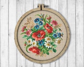 Vintage Bouquet 4 Cross Stitch Pattern, Flowers Cross Stitch Pattern, Modern Embroidery Flowers, Berlin Woolwork, Antique Flowers Bouquet