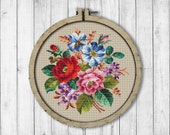 Vintage Bouquet 3 Cross Stitch Pattern, Roses Cross Stitch Pattern, Berlin Woolwork, Flowers Bouquet, Rose, Modern Embroidery Flowers