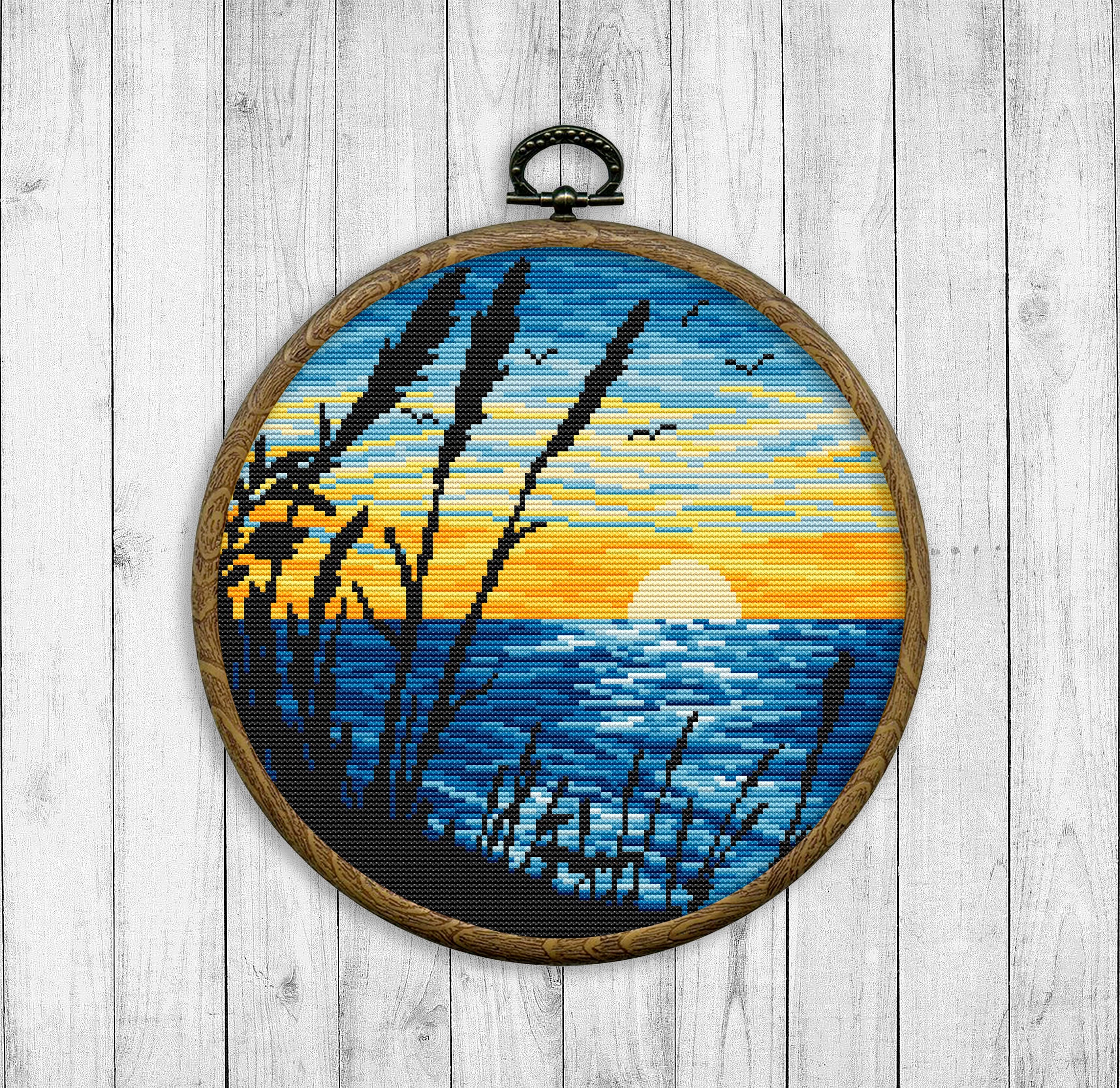 Nature Xstitch Sunrise cross stitch patterns PDF Sunset Fiber Arts