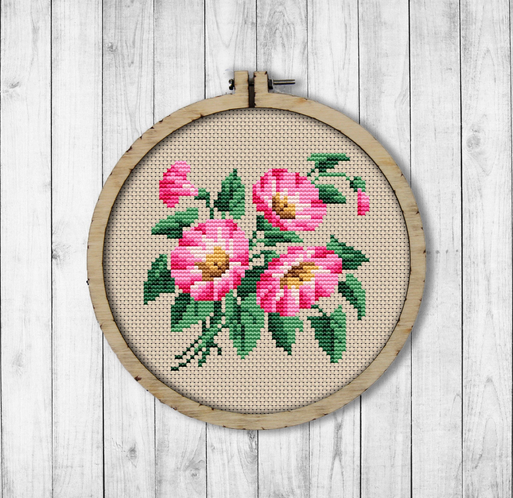 Vintage Flowers Morning Glory Cross Stitch Pattern, Spring Flowers