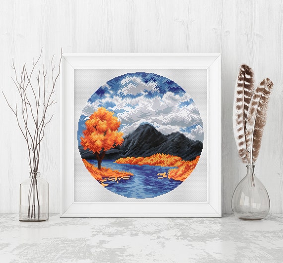 Nature Cross Stitch Pattern, Modern Cross Stitch Pattern, Autumn