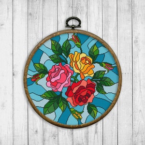 Roses Cross Stitch Pattern, Nature Cross Stitch Pattern, Flowers Cross Stitch Pattern, Embroidery Rose, Floral, Plants, Instant Download PDF