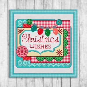 Christmas Cross Stitch Pattern, Modern Cross Stitch Pattern, Winter Holidays Cross Stitch Pattern, Christmas Wishes Patchwork Decor Pattern