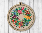 Vintage Wreath 6 Cross Stitch Pattern, Flowers Cross Stitch Pattern, Vintage Flowers, Colorful Flower Wreath, Modern Embroidery Flowers