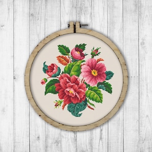 Wild Rose Flowers Cross Stitch Pattern | Rose Cross Stitch Pattern | Bouquet Cross Stitch Pattern | Flowers Cross Stitch Pattern