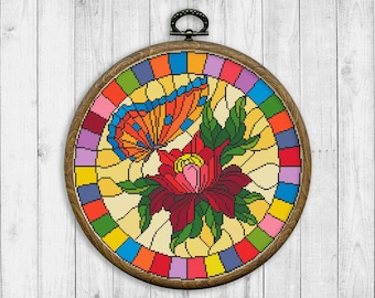 Nature Cross Stitch Pattern, Flowers Cross Stitch Pattern, Embroidery Butterfly, Modern Cross Stitch, Floral, Insects, Instant Download PDF
