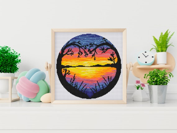 Nature Cross Stitch Pattern, Landscape Counted Cross Stitch Chart