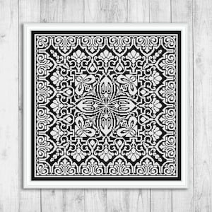 Cross Stitch Pattern Sampler, Modern Cross Stitch Pattern, Flower Cross Stitch Pattern, Monochrome Cross Stitch Pattern, Floral Cross Stitch