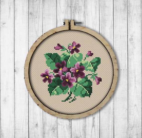Vintage Violets 2 Cross Stitch Pattern Spring Flowers Cross Etsy