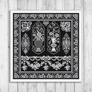 Sampler Cross Stitch Pattern, Flowers Cross Stitch Pattern, Roses Sampler, Floral, Rose, Modern Cross Stitch Patterns, Instant Download PDF