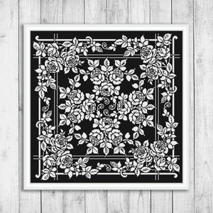Sampler Cross Stitch Pattern, Flower Cross Stitch Pattern, Monochrome Cross Stitch Pattern, Rose Modern Cross Stitch Pattern, Nature, Floral