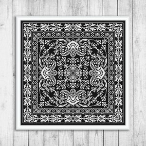 Cross Stitch Pattern Sampler, Floral Cross Stitch Pattern, Flower Cross Stitch Pattern, Modern Cross Stitch Pattern, Monochrome Cross Stitch