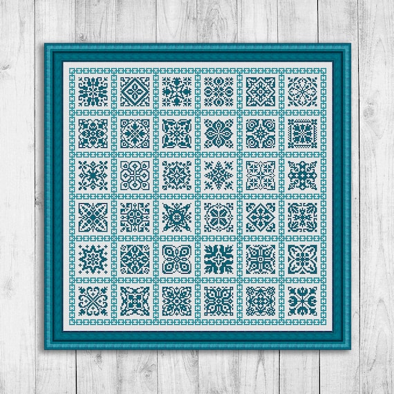 Carpet Cross Stitch Pattern, Ornament Counted Cross Stitch Chart
