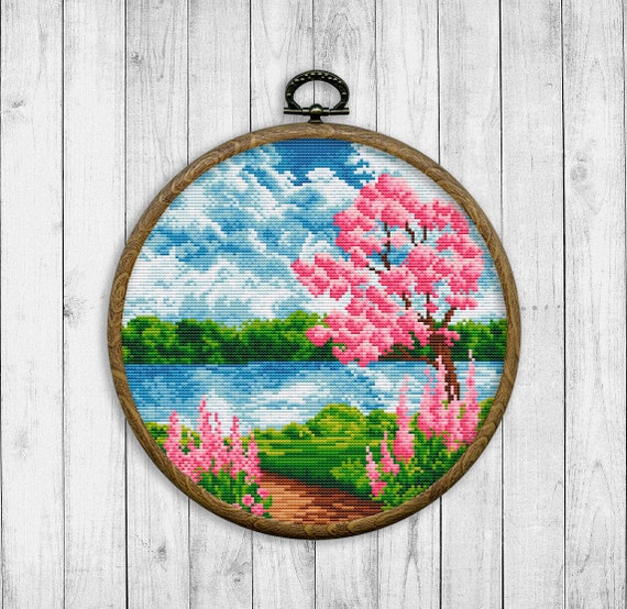 Nature Cross Stitch Pattern, Modern Cross Stitch Pattern, Spring