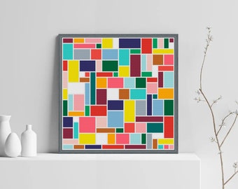 Nowoczesny wzór haftu krzyżykowego, geometryczny wzór haftu krzyżykowego, wzór haftu krzyżykowego kafelków, kwadratowy ornament haft krzyżykowy, natychmiastowe pobieranie pliku PDF