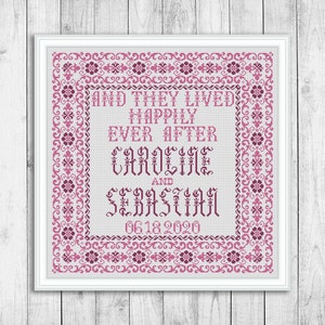 Sampler Cross Stitch Pattern Wedding Cross Stitch Pattern Anniversary Quotes Wedding Gift DIY Personalized Modern Love Instant Download PDF