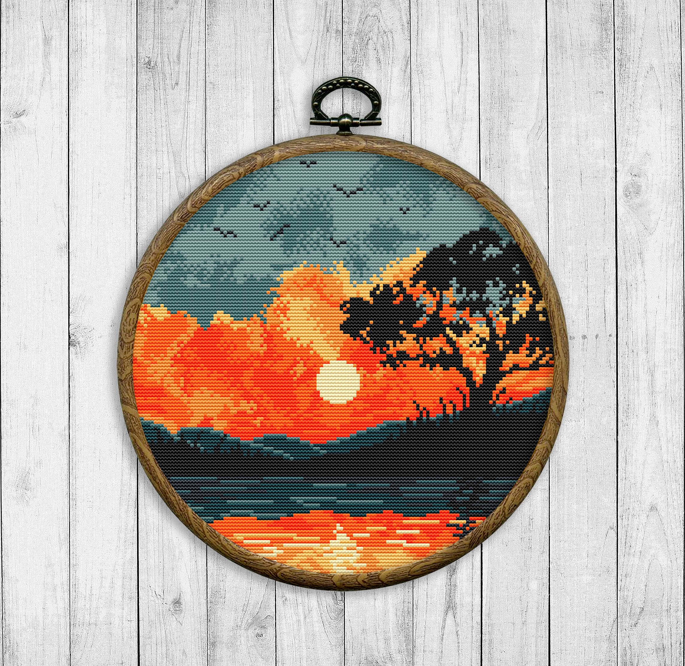 Nature Cross Stitch Pattern Sunset Cross Stitch Pattern Etsy