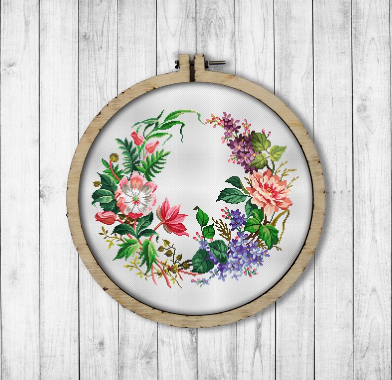 Vintage Wreath 11 Cross Stitch Pattern Flowers Cross Stitch Etsy
