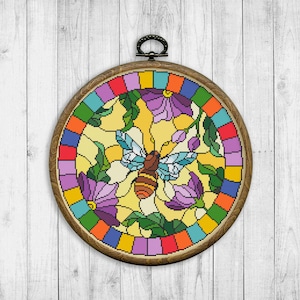 Modern Cross Stitch Pattern, Bee Cross Stitch Pattern, Flowers Cross Stitch Pattern, Easy Cross Stitch Pattern, Needlepoint Chart