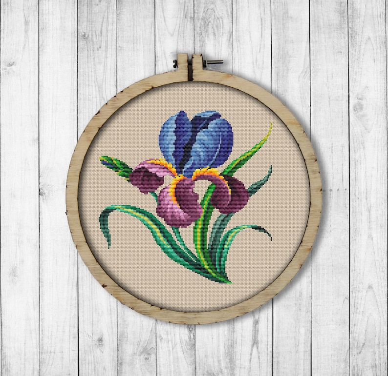 Vintage Iris Cross Stitch Pattern Spring Flower Cross Stitch Etsy