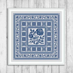 Sampler Cross Stitch patroon, tapijt geteld Cross Stitch Chart, natuur, bloemen, bloemen, borduurwerk Sampler, kussen, Instant Download PDF