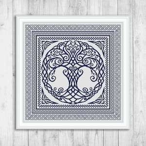 Sampler Cross Stitch Pattern, Tree of Life Cross Stitch Pattern, Yggdrasil, Carpet, Celtic Embroidery Sampler, Pillow, Instant Download PDF