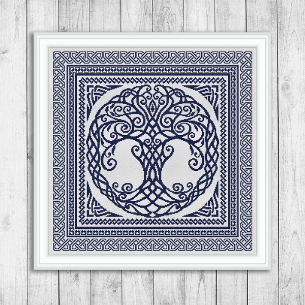 Sampler Cross Stitch Pattern, Tree of Life Cross Stitch Pattern, Yggdrasil, Carpet, Celtic Embroidery Sampler, Pillow, Instant Download PDF