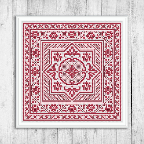 アンティーク ベルギーフルーツバスケット色糸刺繍クロス ドアカーテン