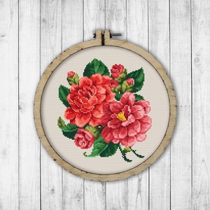 Peony Cross Stitch Pattern, Modern Cross Stitch Pattern, Bouquet Cross Stitch Pattern, Flowers Cross Stitch Pattern, Peonies Cross Stitch