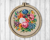 Vintage Bouquet 13 Cross Stitch Pattern, Roses Cross Stitch Pattern, Garden Flowers Bouquet Cross Stitch Pattern, Berlin Woolwork