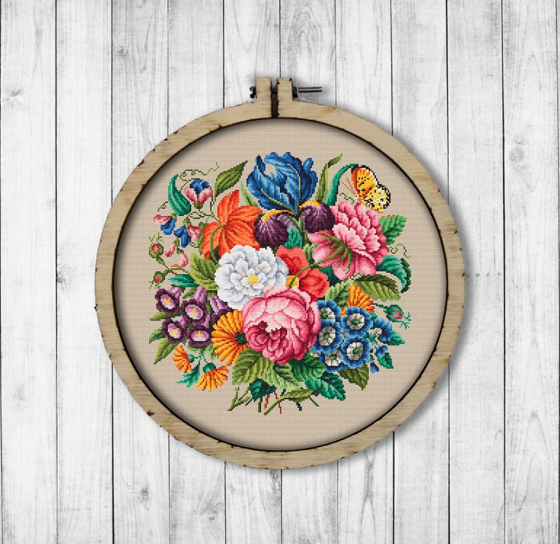 Vintage Bouquet # 13 Cross Stitch Pattern, Roses Cross Stitch Pa Vintage Bouquet # 13 Cross Stitch Pattern, Roses Cross Stitch Pa
