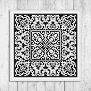 Sampler Cross Stitch Pattern, Modern Cross Stitch Pattern, Monochrome Cross Stitch Pattern, Embroidery Sampler, Instant Download PDF