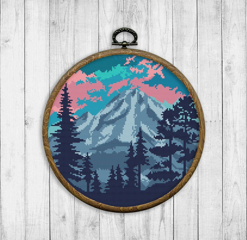 Landscape Modern Cross Stitch Pattern, Nature Cross Stitch Pattern ...