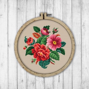 Vintage Wild Roses Cross Stitch Pattern, Embroidery Rose, Rose Cross Stitch Pattern, Flowers Cross Stitch Pattern, Embroidery Flowers