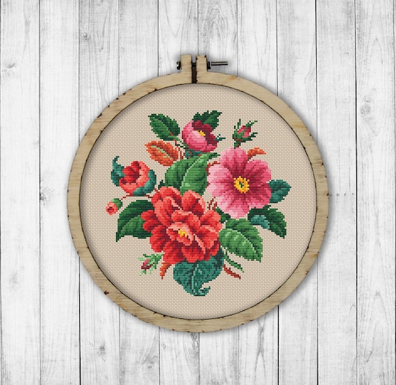 Vintage Wild Roses Cross Stitch Pattern, Embroidery Rose, Rose