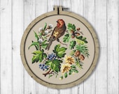 Vintage Wreath 2 Cross Stitch Pattern, Bird Cross Stitch Pattern, Autumn Bird, Autumn Wreath, Embroidery Autumn, Berlin Woolwork