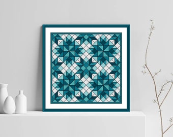 Modern Cross Stitch Pattern, Snowflakes Cross Stitch Pattern, Winter Cross Stitch Pattern, Geometric Ornament Pattern, Instant Download PDF