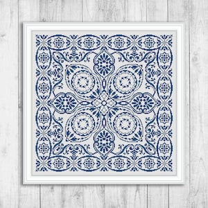 Sampler Cross Stitch Pattern, Carpet Cross Stitch Pattern, Monochrome, Ornament, Modern, Embroidery Sampler, Pillow, Instant Download PDF