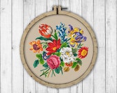 Modern Cross Stitch Pattern Flower Cross Stitch Pattern Rose Cross Stitch Pattern Tulip Cross Stitch Chart Flower Bouquet Cross Stitch Chart
