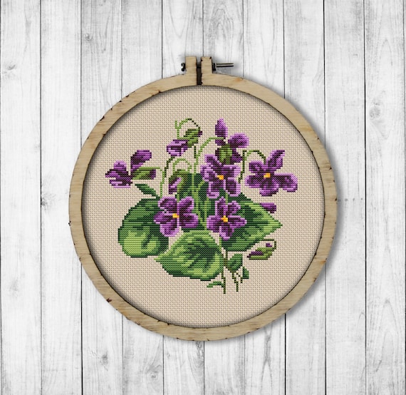 【CPGN STUDIO】25SS★ Flower Stitch Embroidery Short Sleeve Spring Flowers Cross Stitch Kit. Violets Embroidery Kit