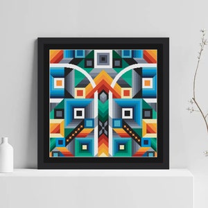 Modern Cross Stitch Pattern, Geometric Cross Stitch Pattern, Multicolored Abstract Cross Stitch Pattern, Art Deco Cross Stitch Pattern